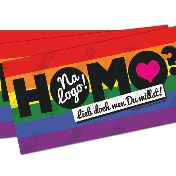 Aufkleber: Homo? Na Logo! REGENBOGEN (30 Stück)