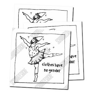 Aufkleber: clothes have no gender (30 Stück)