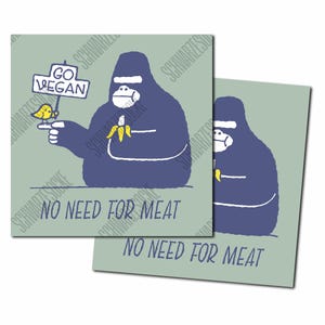 Aufkleber: Go Vegan no need for meat (30 Stück)