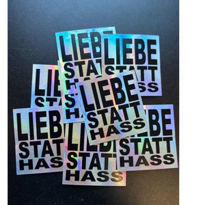 Hologramm-Sticker: Liebe statt Hass (5 Sticker)