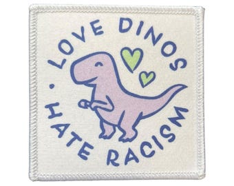 Aufnäher: Love dinos hate racism "Sauropode"