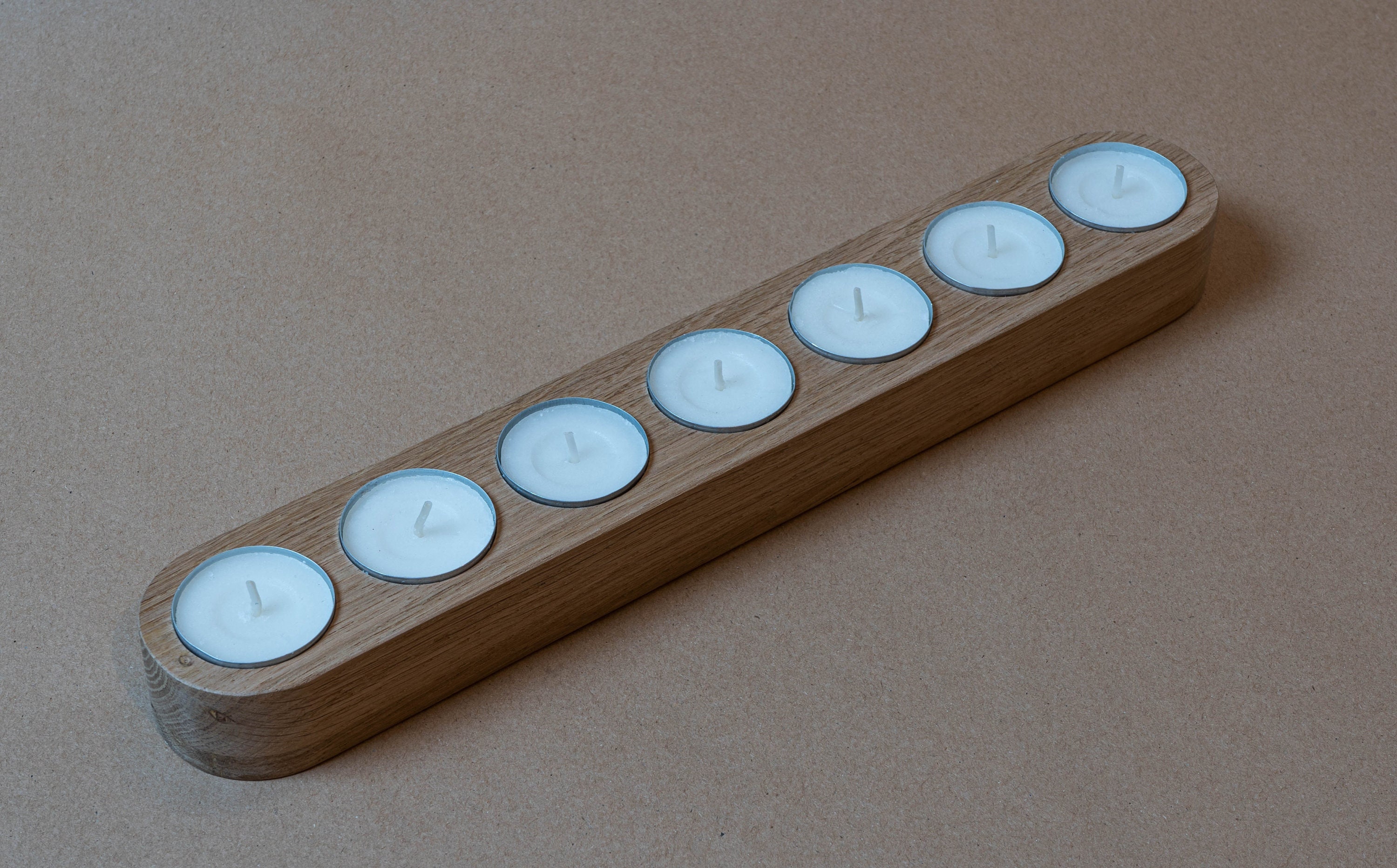 Bougeoir Sept Bougies en Chêne Massif Fait Main