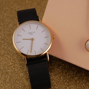 Black Milanese mesh watch for women with trendy and timeless interchangeable strap