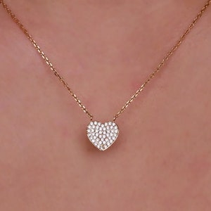 Gold Plated Heart Pendant Necklace with Cubic Zirconia Stone
