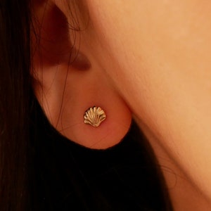 Elegant gold-plated shell ear fleas for women