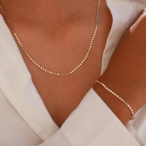 Gold plated jewelry box flat ball chain necklace