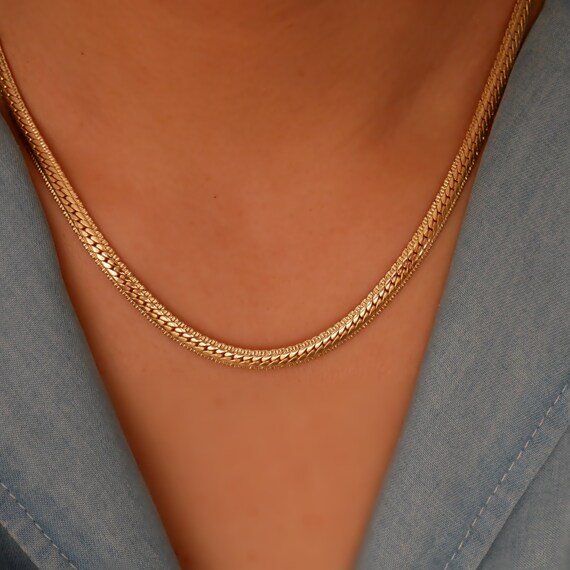 Vintage Snake Chain Necklace Gold 