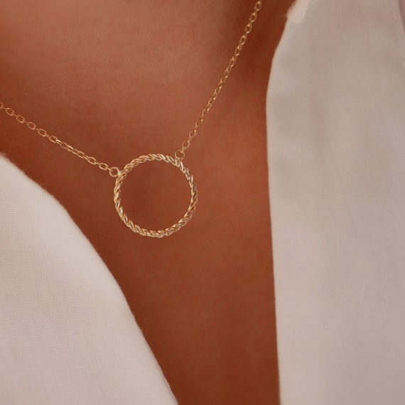 Trendy Gold Plated Necklace for Women With Ring Pendant Etsy