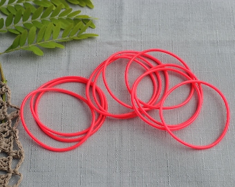 Livin' In a material world set of 10 hot PINK bracelets; PVC; jelly bracelets, hot pink, bright pink bands, bangle set, 80s jelly bands,