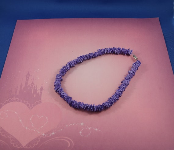 Puka shell chip necklace, Coloured purple, Beach … - image 4