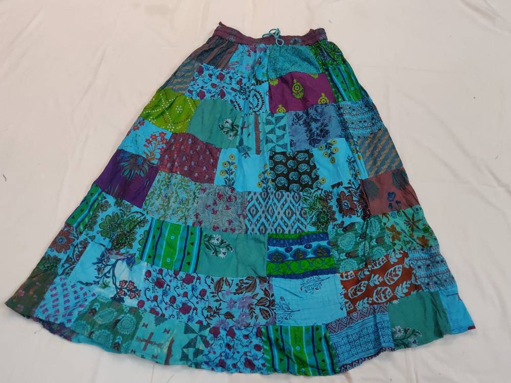 Quilted Long Cotton Patch Work Skirt Maxi Tiered Skirt Boho - Etsy UK