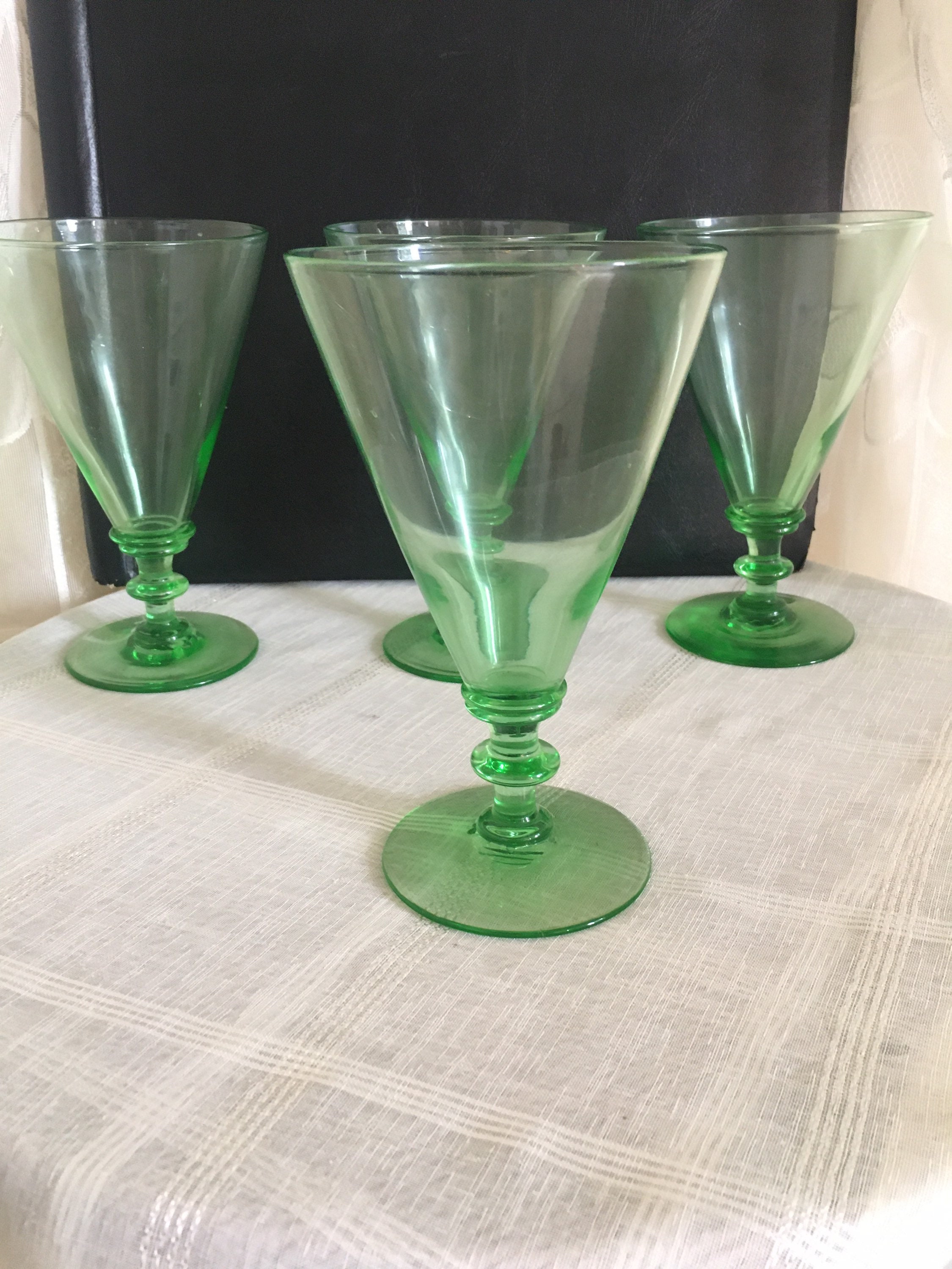 Vintage set of four French wine glasses hand blown / Etsy