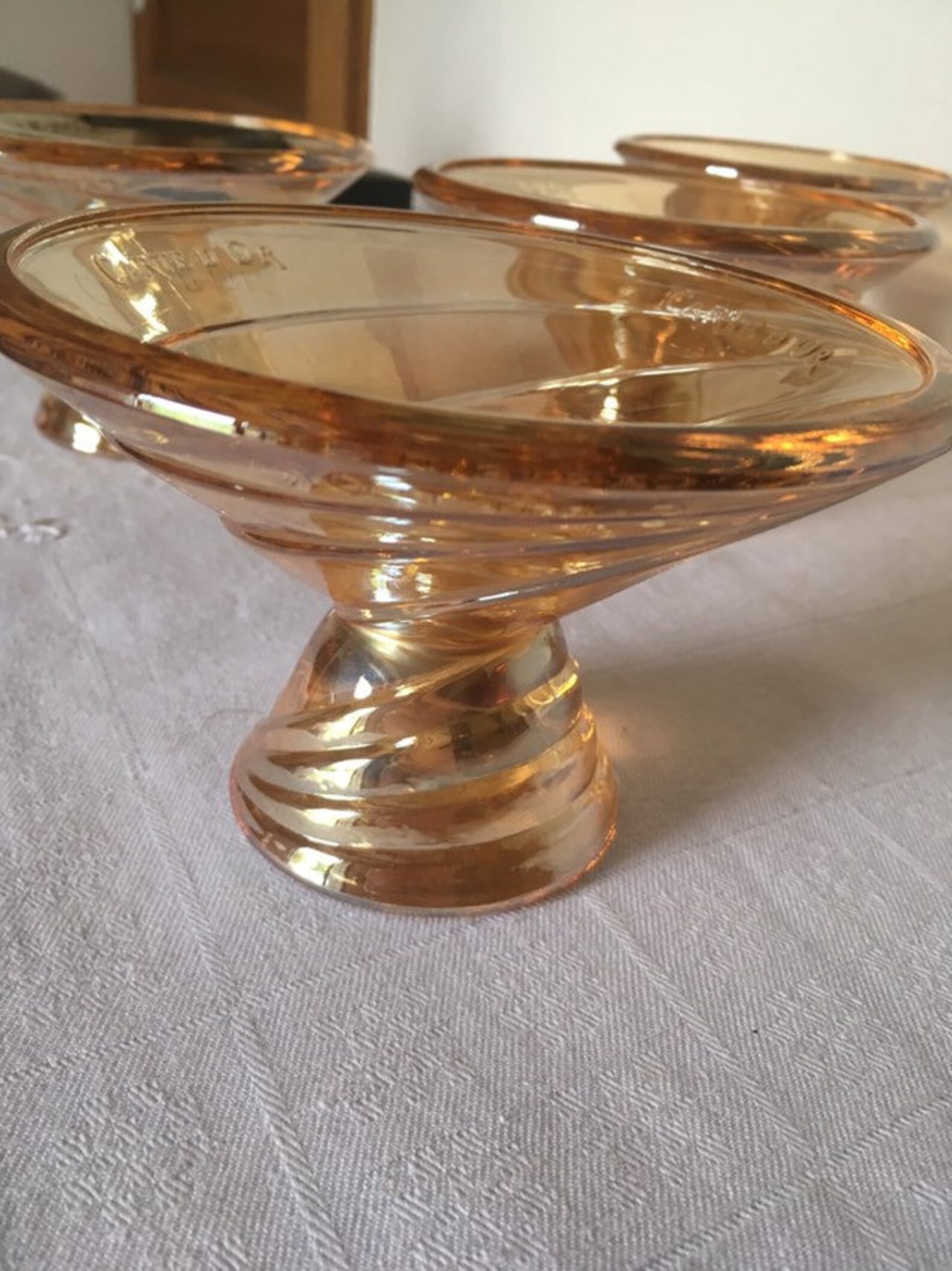 5 vintage glass ice cream bowls from French ice cream maker Etsy