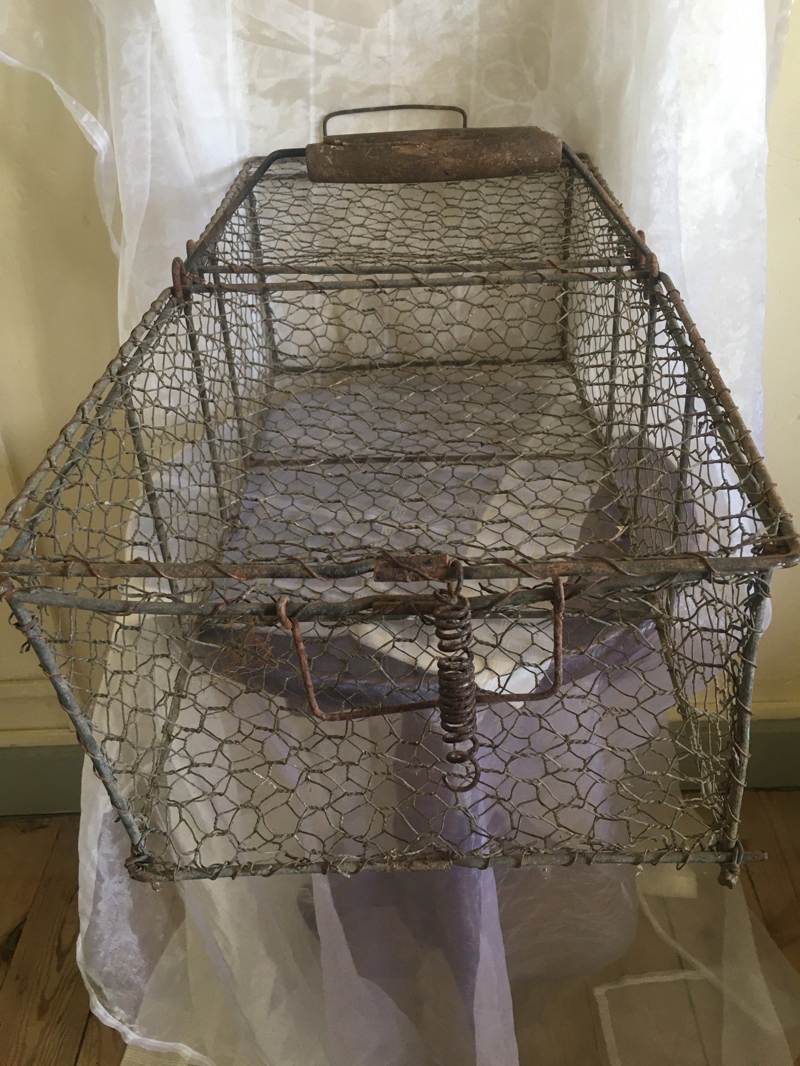 French Antique Oyster / wire basket / collecting shell fish / Etsy