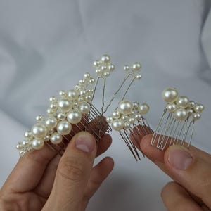 Pearl Bridal Hair Comb and Pins Set of 5 – Handmade Wedding and Prom Hair Accessories for Bride and Bridesmaids