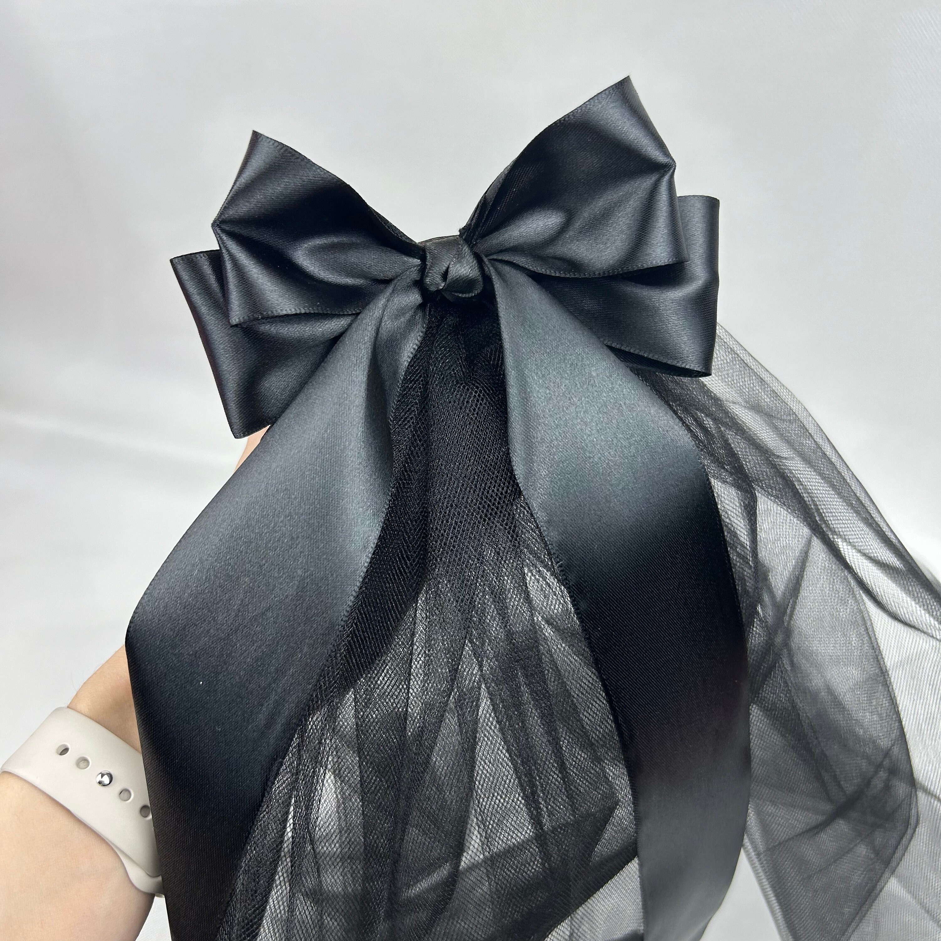 Bachelorette Black Veil Witn Bow Gothic Bride to Be Headband  display picture 1