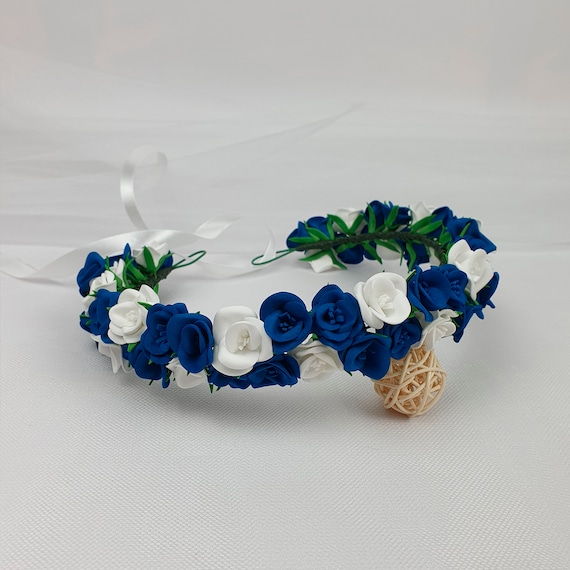 Navy blue flower crown deals