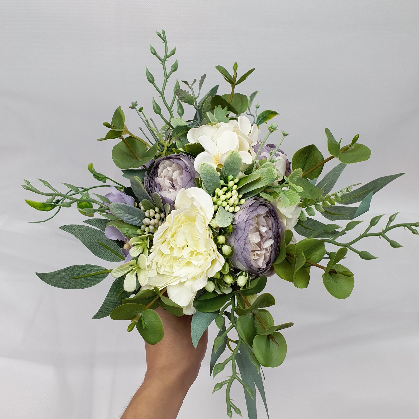 eucalyptus and peony bouquet