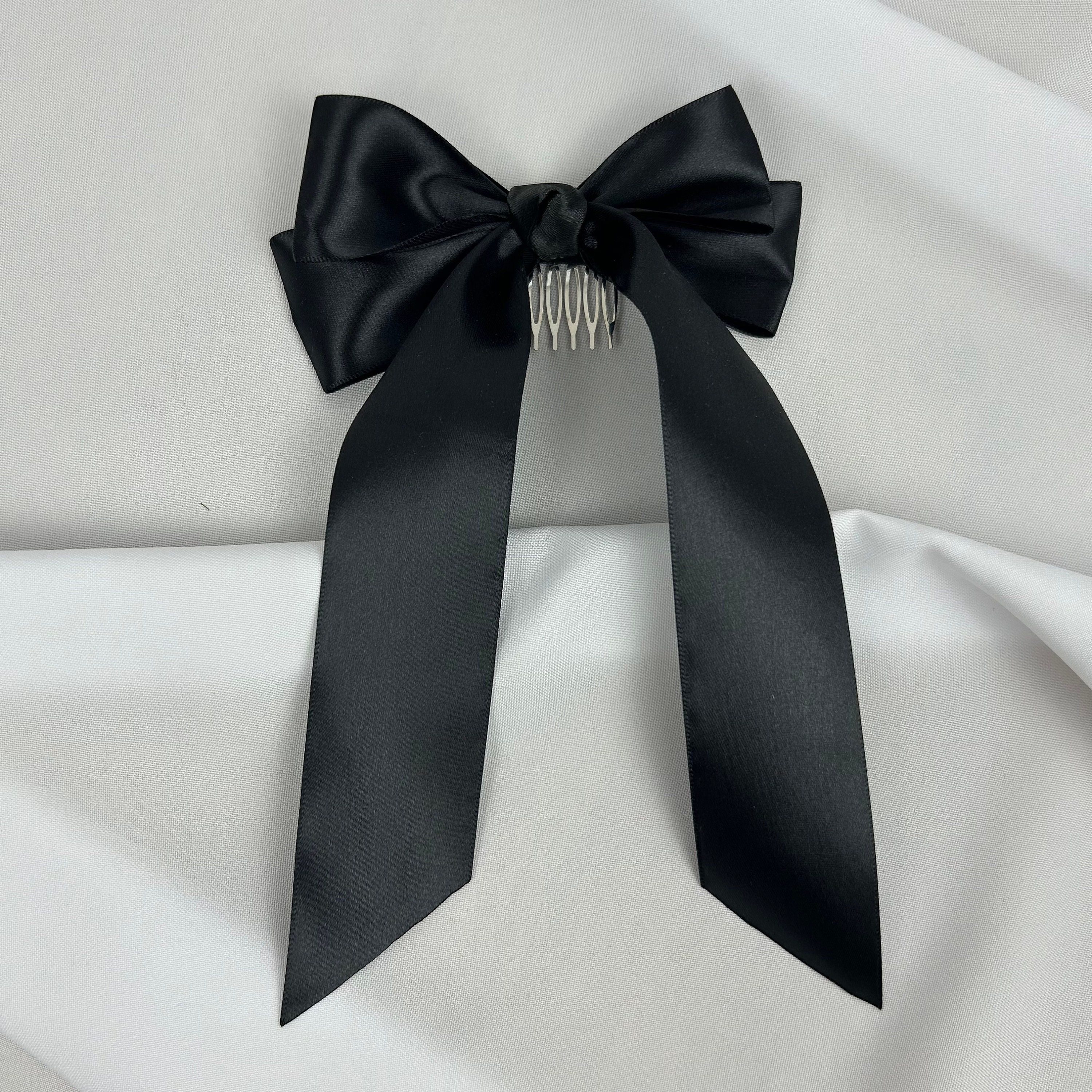 Bachelorette Black Satin Bow Gothic Bride to Be Headband 