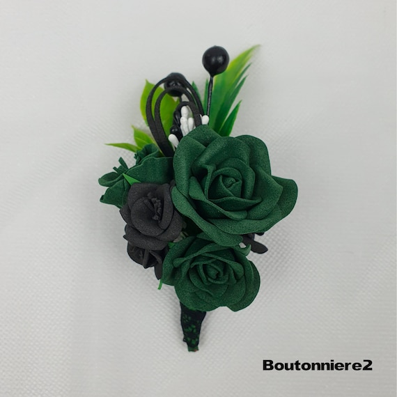 Emerald Green Wrist Corsage Black Rose Bracelet Navy Blue Boutonniere Black  Wrist Corsage Grooms Boutonniere Set Black Flower Bracelet - Etsy