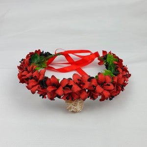 Corona di fiori neri rossi Corona di ragazza di fiori Corona di fiori gotici adulto Corona di fiori di nozze Corona floreale nuziale Aureola nuziale di giglio rosso