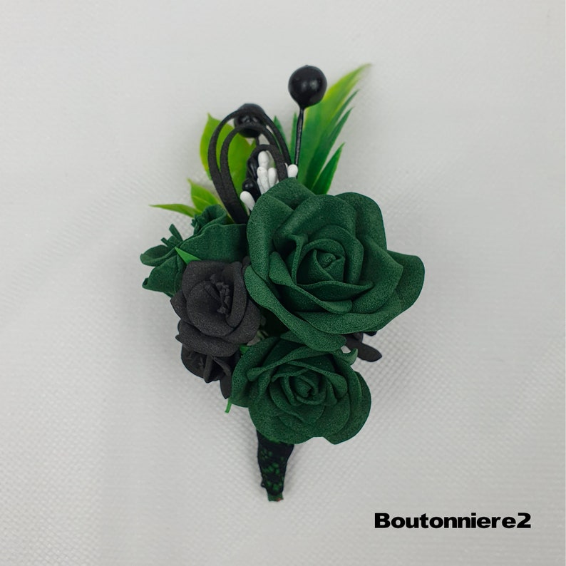 Emerald Green Black Rose Boutonniere for Men Gothic Wedding - Etsy Canada