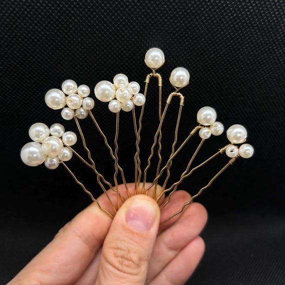 Pearl Hair Combs and Pins Set Elegant Bridal Prom Hair Accessories Handmade Amazon.com : 7PCS Pearl Wedding Hair Combs Bridal Headpiece  main image 2