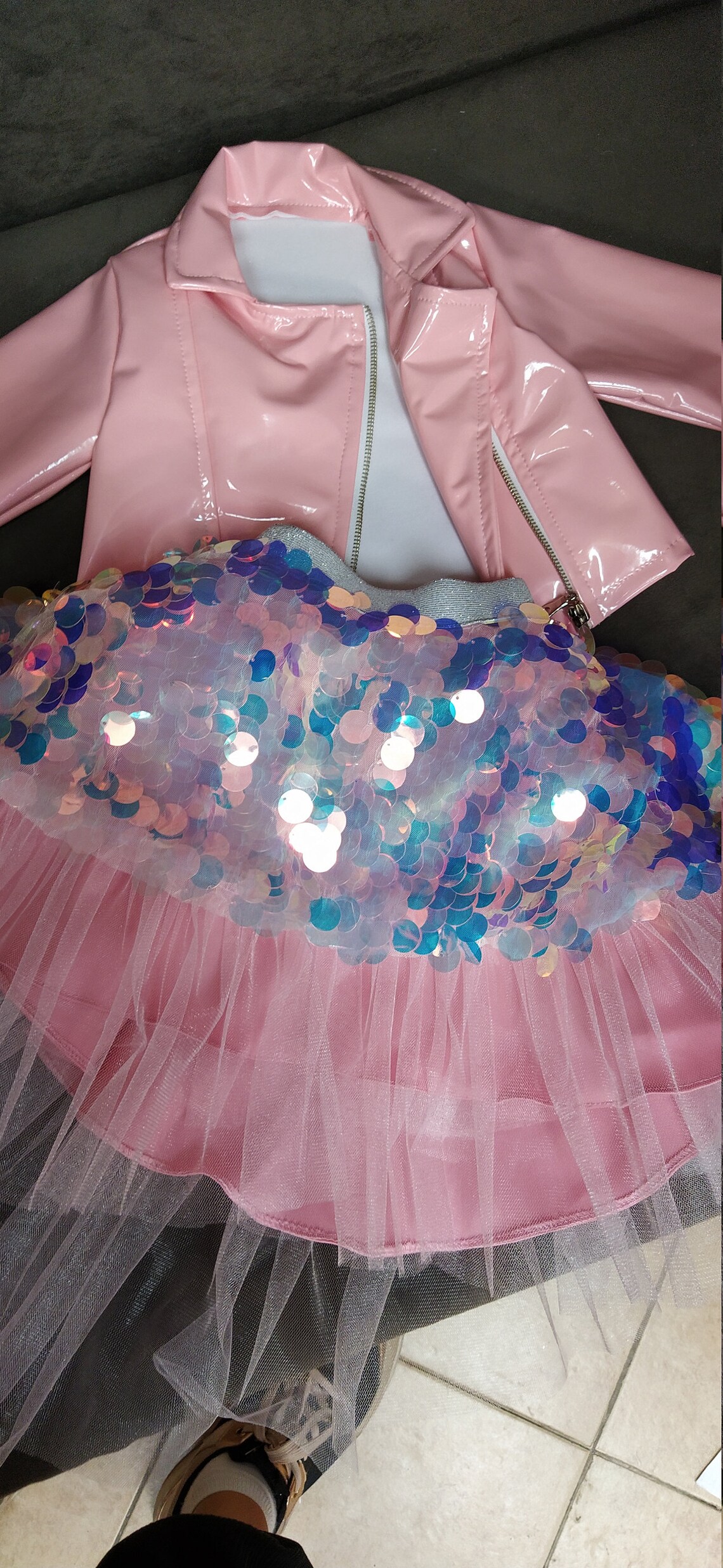 pink latex jacket