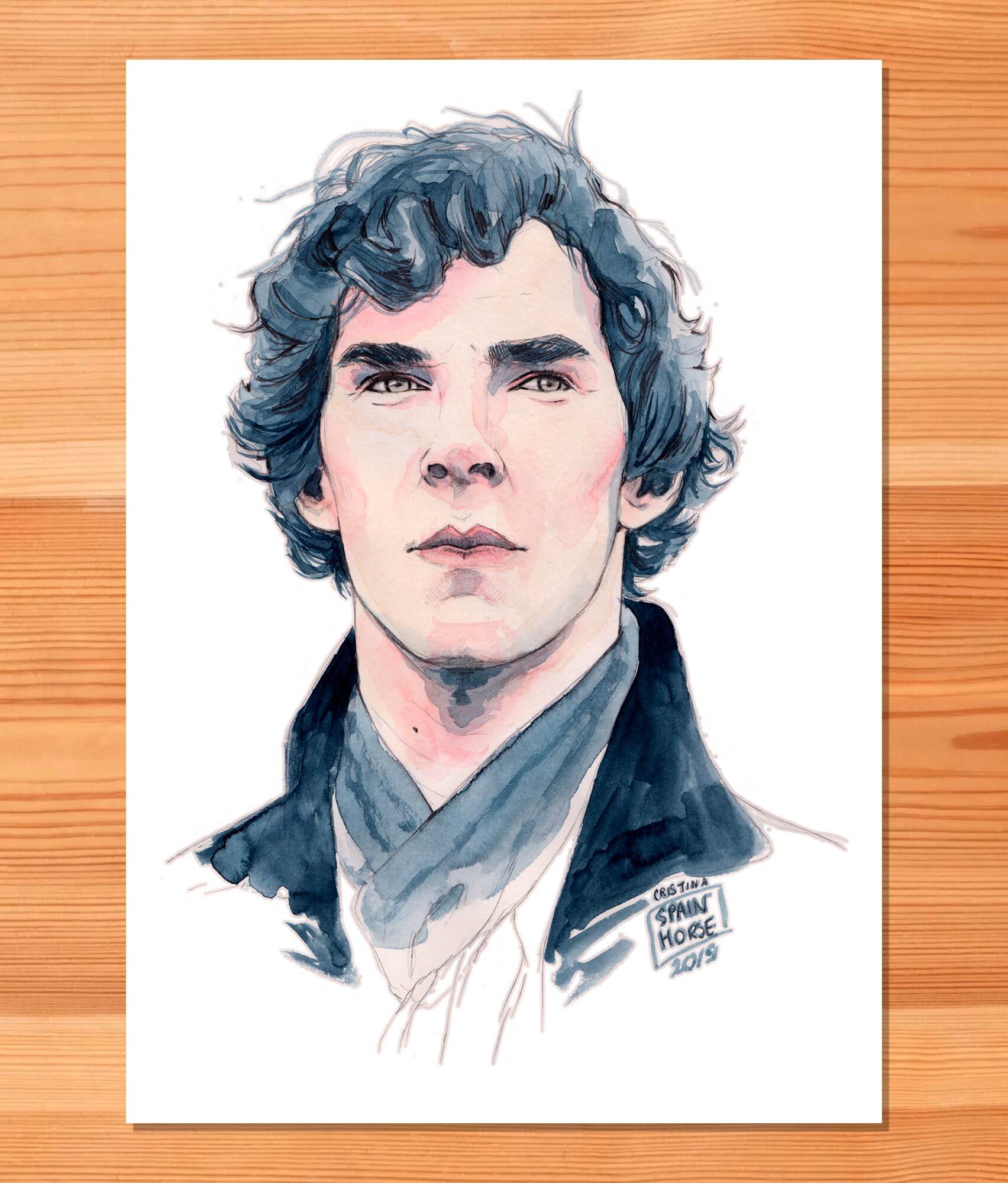 Sherlock Holmes watercolor print