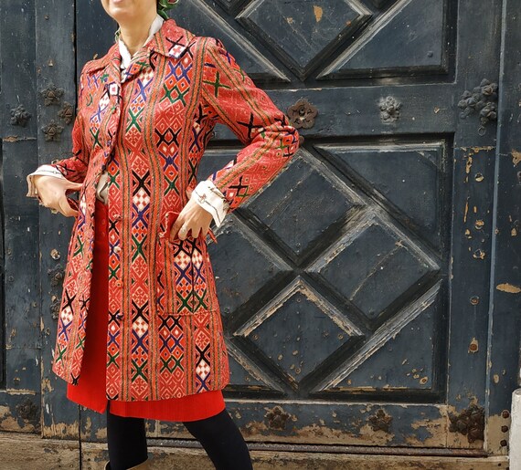 Authentic folk coat from the 60s, hand embroidere… - image 2