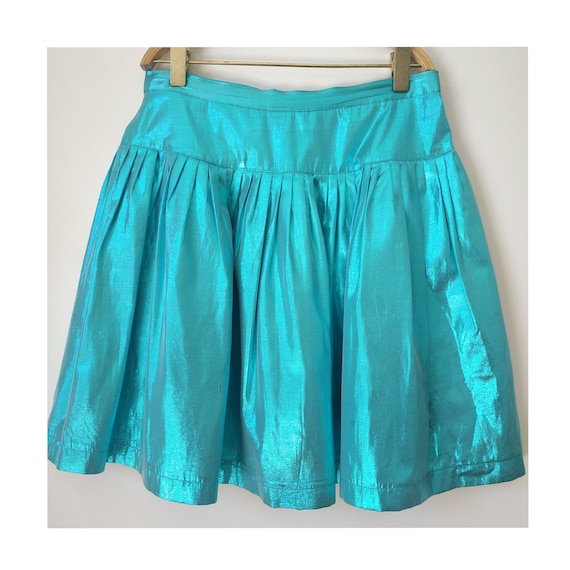 Agnès b. blue lamé short skirt, high waist, two pocke… - Gem