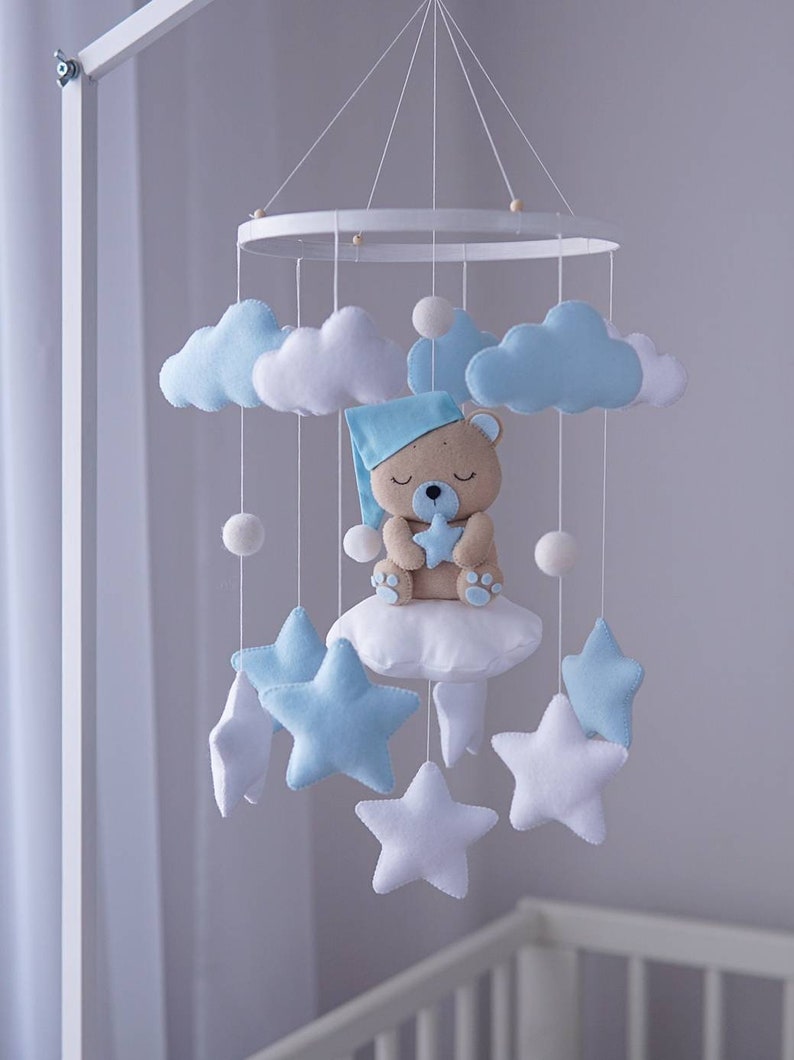 Baby mobile junge blau Baby mobile Bär mobile Baby Etsy