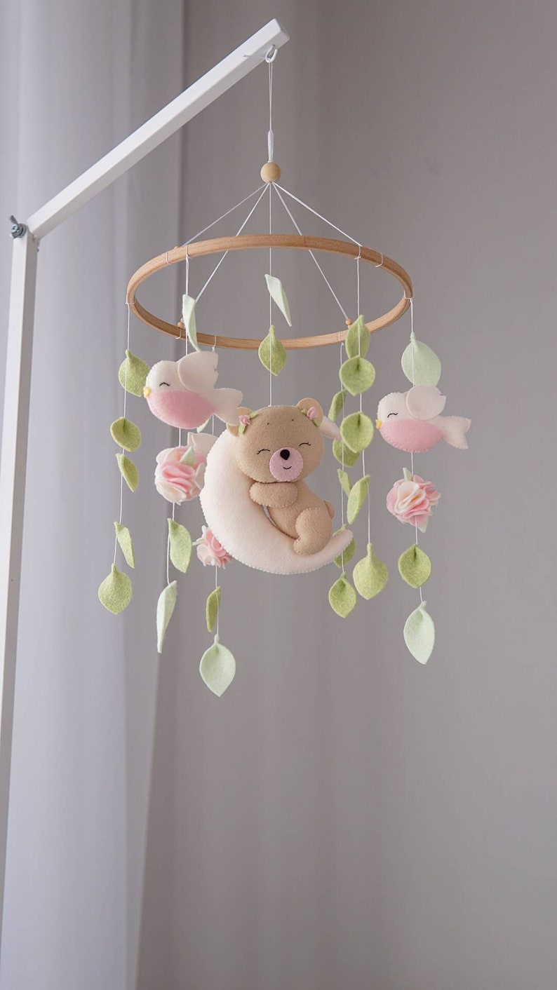 Boho baby mobile girl Nursery decor girl Woodland nursery Etsy