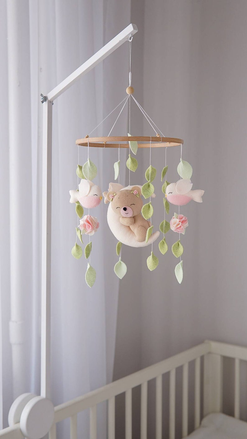 Boho baby mobile girl Nursery decor girl Woodland nursery Etsy