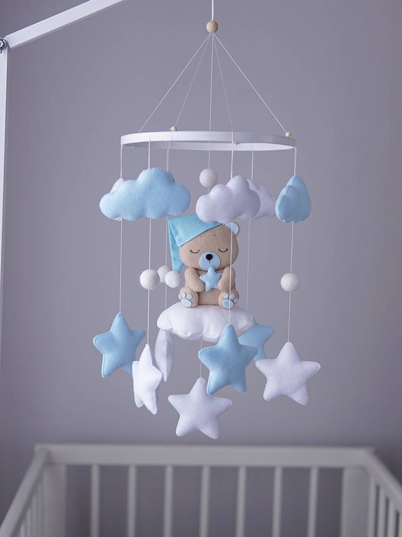 Baby mobile junge blau Baby mobile Bär mobile Baby Etsy