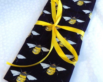 Handmade Bee Fabric Knitting Needle Roll