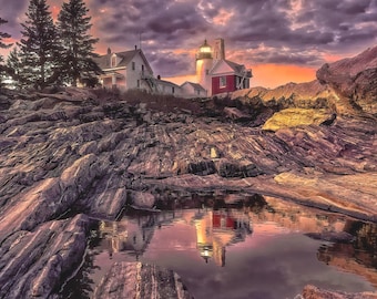 Maine Coast Lighthouse - Pemaquid Point | Sunset Wall Art | Landscape Photography