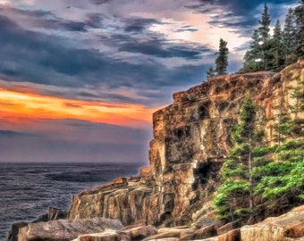 Acadia Maine Sunrise Canvas | Maine, New England | Bar Harbor ME | Maine Landscape | Maine Canvas Art | Metal | Framed Print