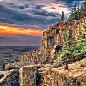 Acadia Maine Sunrise Canvas | Maine, New England | Bar Harbor ME | Maine Landscape | Maine Canvas Art | Metal | Framed Print