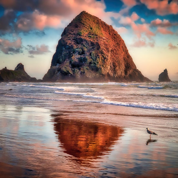 Cannon Beach Oregon Coast Print Wall Art - Haystack Rock Photo Print  | Oregon Photography, Canvas Print, Photo Print, Framed Photo, Metal