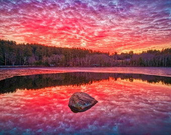 Chocorua Lake Sunrise Reflection - New Hampshire White mountains Art - New Hampshire Canvas Print | Framed Picture | Photo Print | Metal