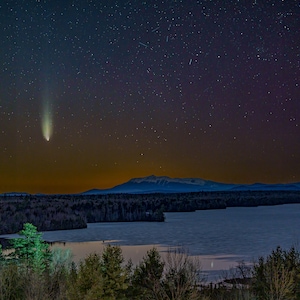 Comet over Mt Katahdin Maine | Mt Katahdin Photo Print Maine | Pons Brooks Comet