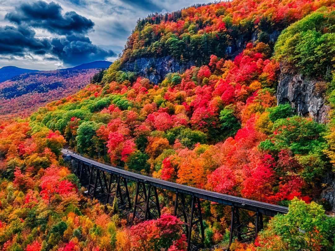 New Hampshire Fall Photo of Crawford Notch Train Trestle | Fall Colors ...