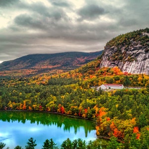 White Horse Ledge & Echo Lake - Fall Foliage NH White Mountains | New England | New Hampshire Autumn | Canvas Print | Metal | Framed Picture