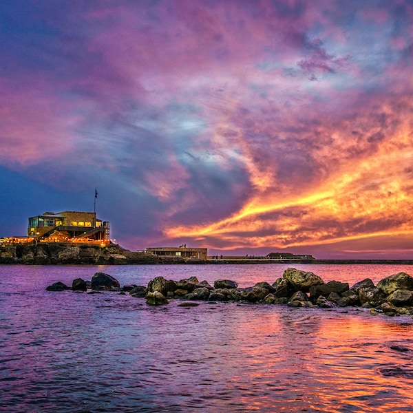 Caesarea Port | Israel Wall Art | Sunset Sky | Israel View Landscape Photo Art - Print - Israel Photography - Canvas/Metal/Framed Print