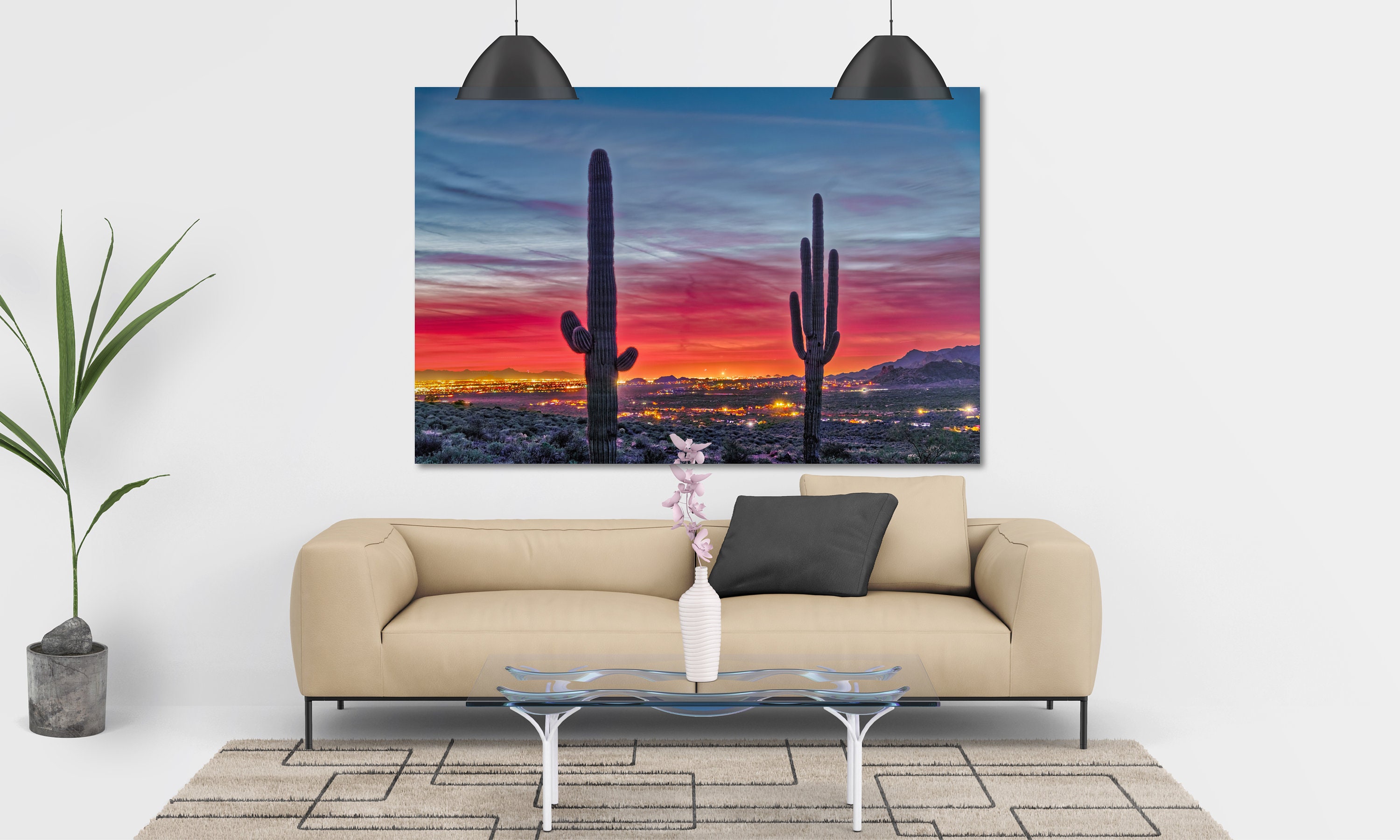 Leinwandbild Arizona Sonoran Kaktus – Schwarz-weißes Wüstenmotiv Für Moderne Wohnräume