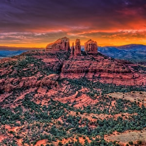 Impresión fotográfica de la roca de la catedral de Sedona, arte de pared, puesta de sol, impresión en lienzo de Arizona, impresión en lienzo, imagen enmarcada, metal, impresión fotográfica