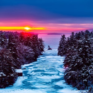 Lake Winnipesaukee Winter Photo Print - Beaver Islands - Snow Covered Landscape - New Hampshire