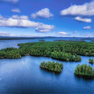 Lake Winnipesaukee - Bear Island - Blue Sky | New Hampshire Lakes Region | Wall Decor | Wall Art | Canvas, Metal, or Photo Print