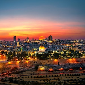 Jerusalem View photo art -Temple Mount in Sunset - Jerusalem Wall Art - Holy Land Art - Israel Canvas Print, Photo Print, Framed Picture